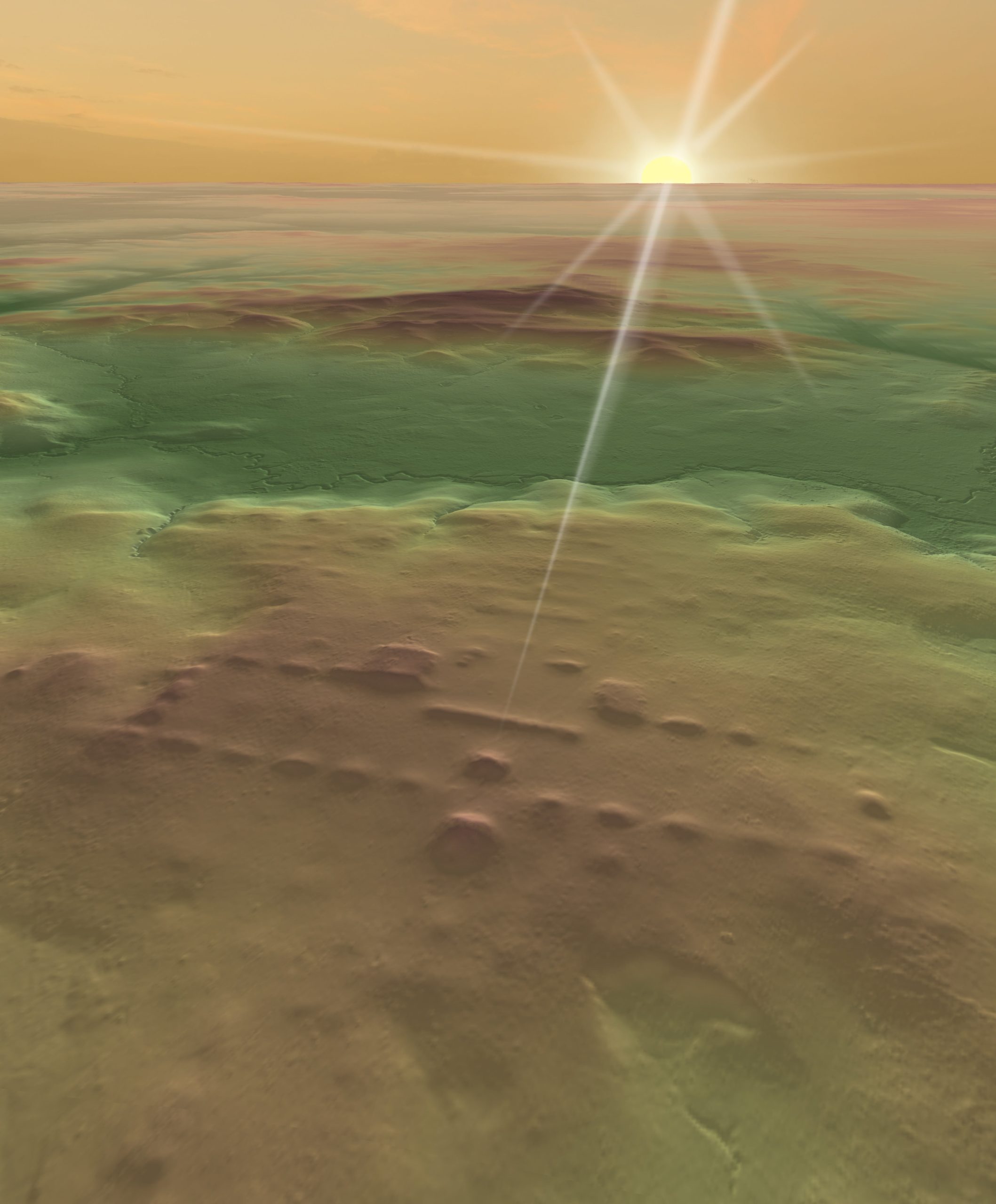 A lidar-based illustration of the site Buenavista, which appears to be aligned with the sunrise on certain days of the year. (Image: Inomata)