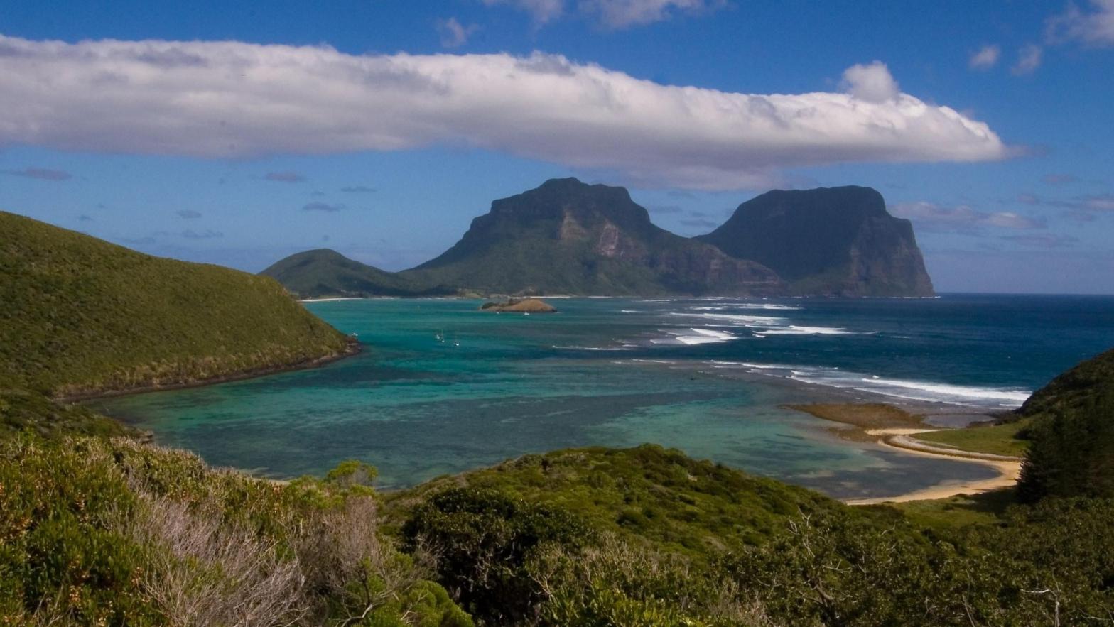 A view of Mount Lidgbird and Mount Gower on Lord Howe Island.  (Image: Fanny Schertzer, Fair Use)