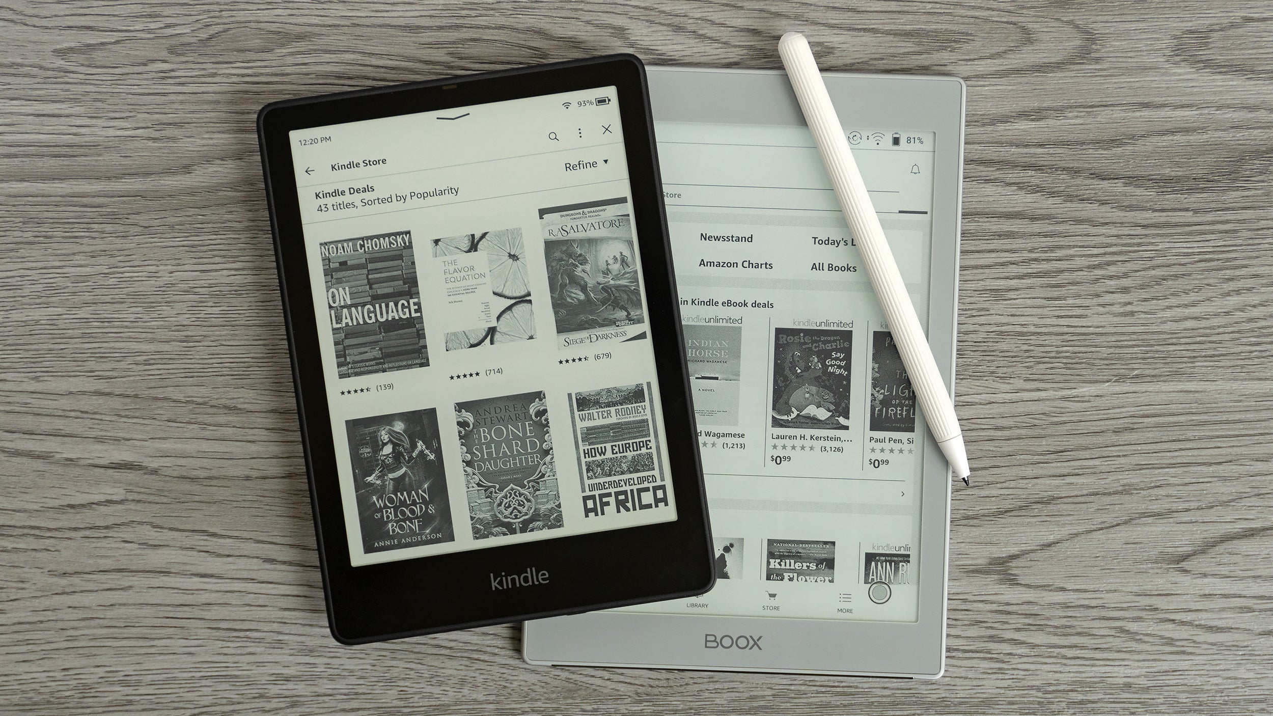 The Kindle Paperwhite 5 Signature Edition is all about the reading, where as devices like the Onyx Boox Nova Air includes stylus support for note taking as well. (Photo: Andrew Liszewski - Gizmodo)