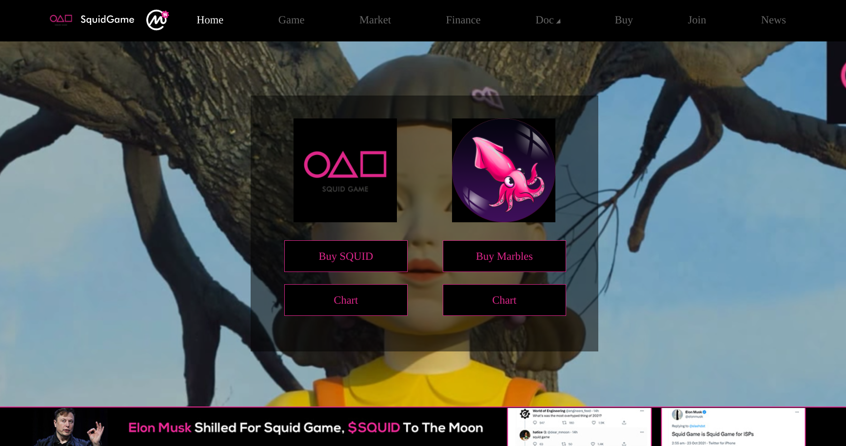 The Squid Game cryptocurrency website, a transparent scam that's trying to steal money from users (Screenshot: Squidgame.cash)