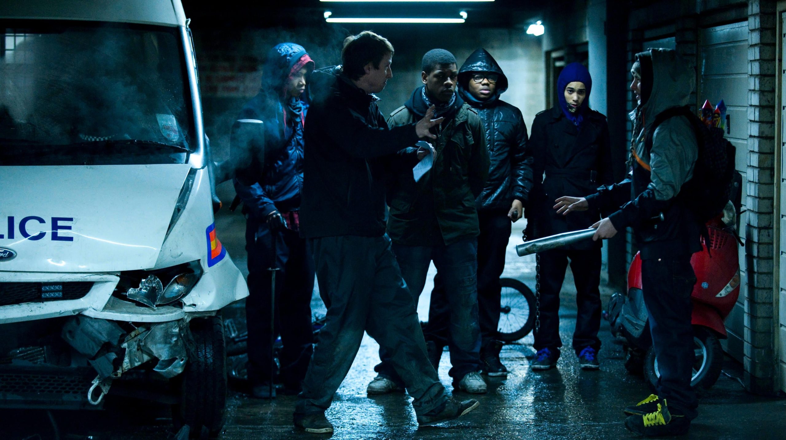 Wright's friend and collaborator Joe Cornish on the set of Attack the Block (Image: StudioCanal)