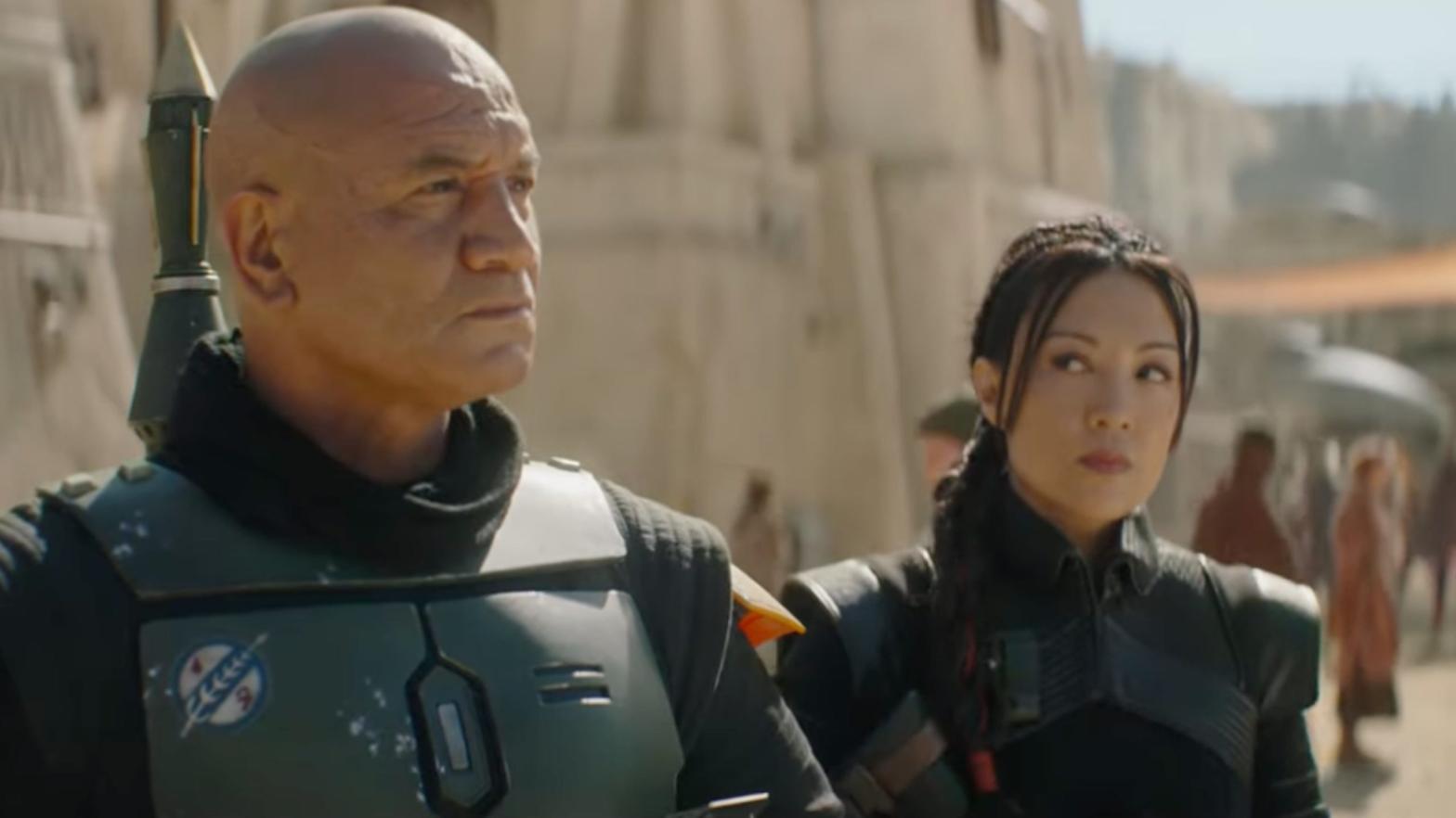 Boba Fett (Temuera Morrison) and Fennec Shand (Ming-Na Wen) are not to be trifled with. (Screenshot: Lucasfilm)