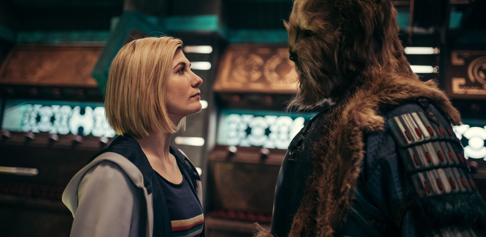 The Doctor and a Dog alien, which is fitting because basically everyone and their dog (alien) was in this episode. (Image: BBC)