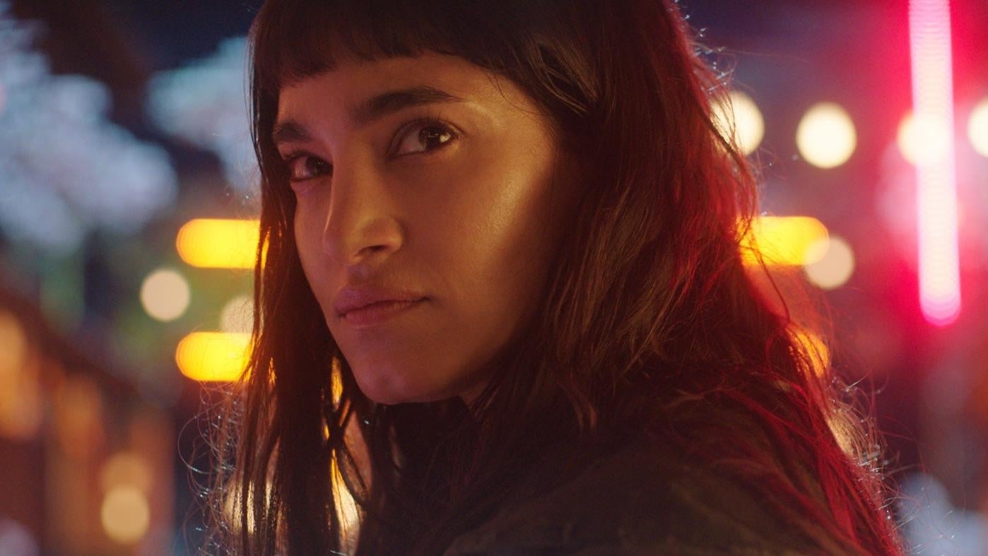 Sofia Boutella in Prisoners of the Ghostland. (Image: AMC+ and Shudder)