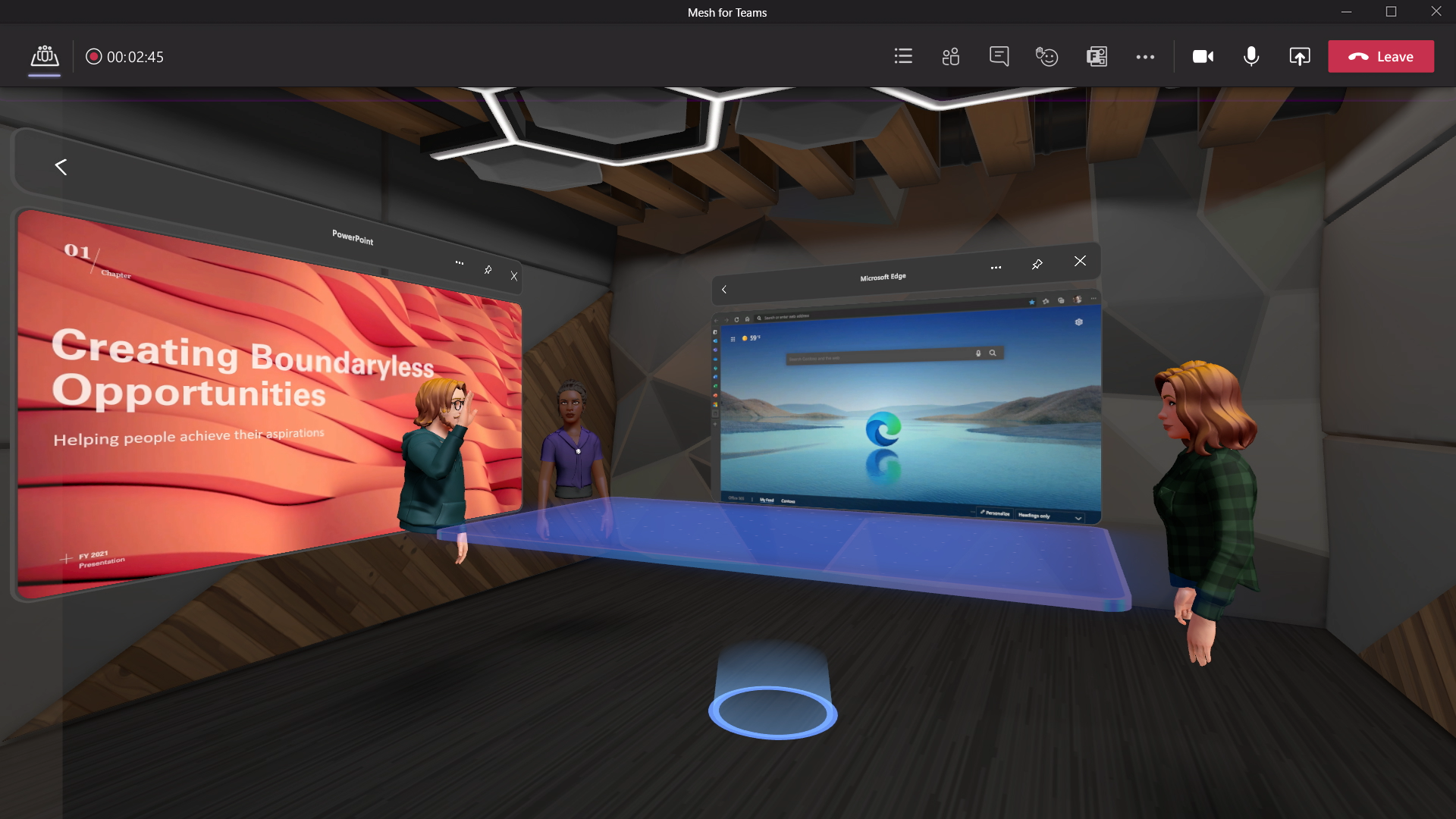 Here's an idea of what a custom virtual meeting room might look like in Teams on Mesh.  (Image: Microsoft)