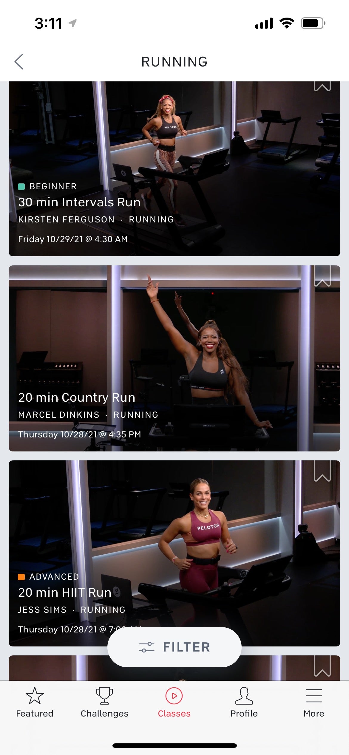 You can plan your workouts using the Peloton app. (Screenshot: Caitlin McGarry/Gizmodo)