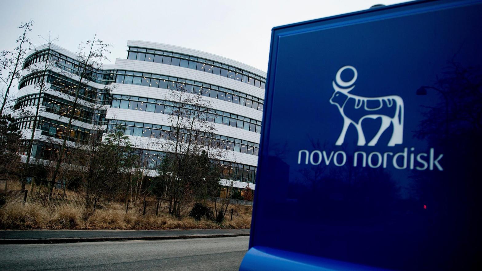 The logo of Danish pharmaceutical company Novo Nordisk is pictured at their headquarters in Bagsvaerd outside of Copenhagen, Denmark on February 1, 2017. (Photo: Liselotte Sabroe/Scanpix Denmark/AFP, Getty Images)