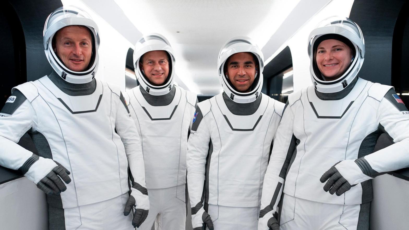 The (eventual) replacements: NASA's SpaceX Crew-3, from left: Matthias Maurer, Tom Marshburn, Raja Chari, and Kayla Barron. (Photo: SpaceX)
