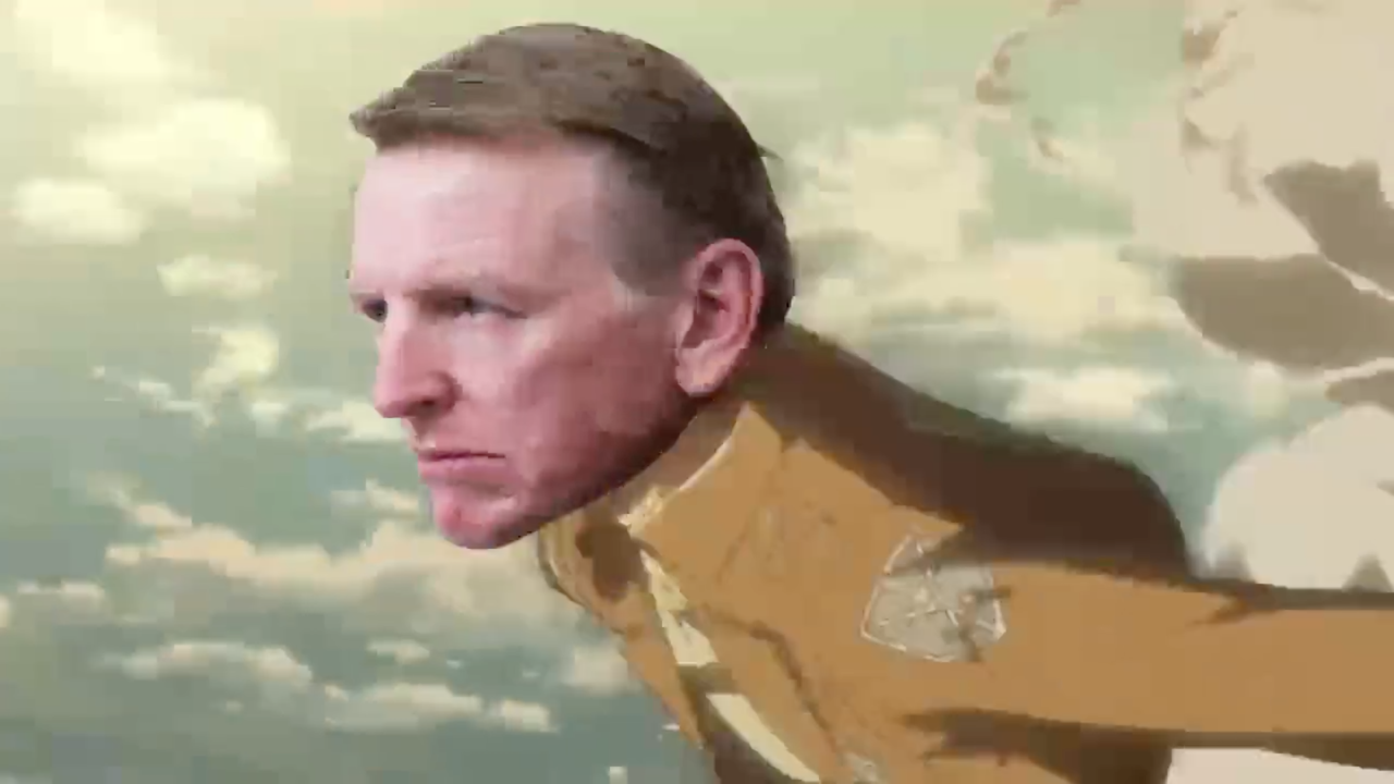Rep. Paul Gosar of Arizona, as seen in an edited video using footage from the TV series Attack on Titan, killing a fellow member of Congress. (Screenshot: Twitter)