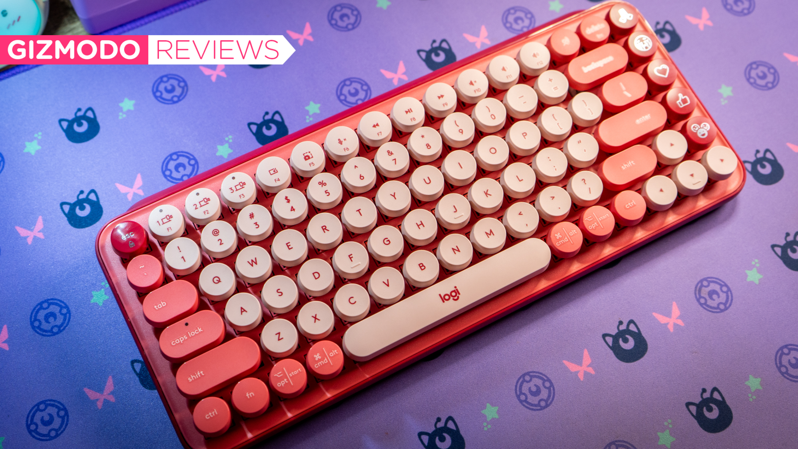 The Logitech POP Keys keyboard is an easy way to add colour to your everyday life.  (Photo: Florence Ion / Gizmodo)