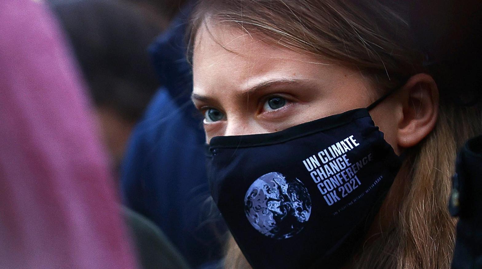 Swedish climate activist Greta Thunberg takes part in a protest in Glasgow. (Photo: Adrian Dennis/AFP, Getty Images)