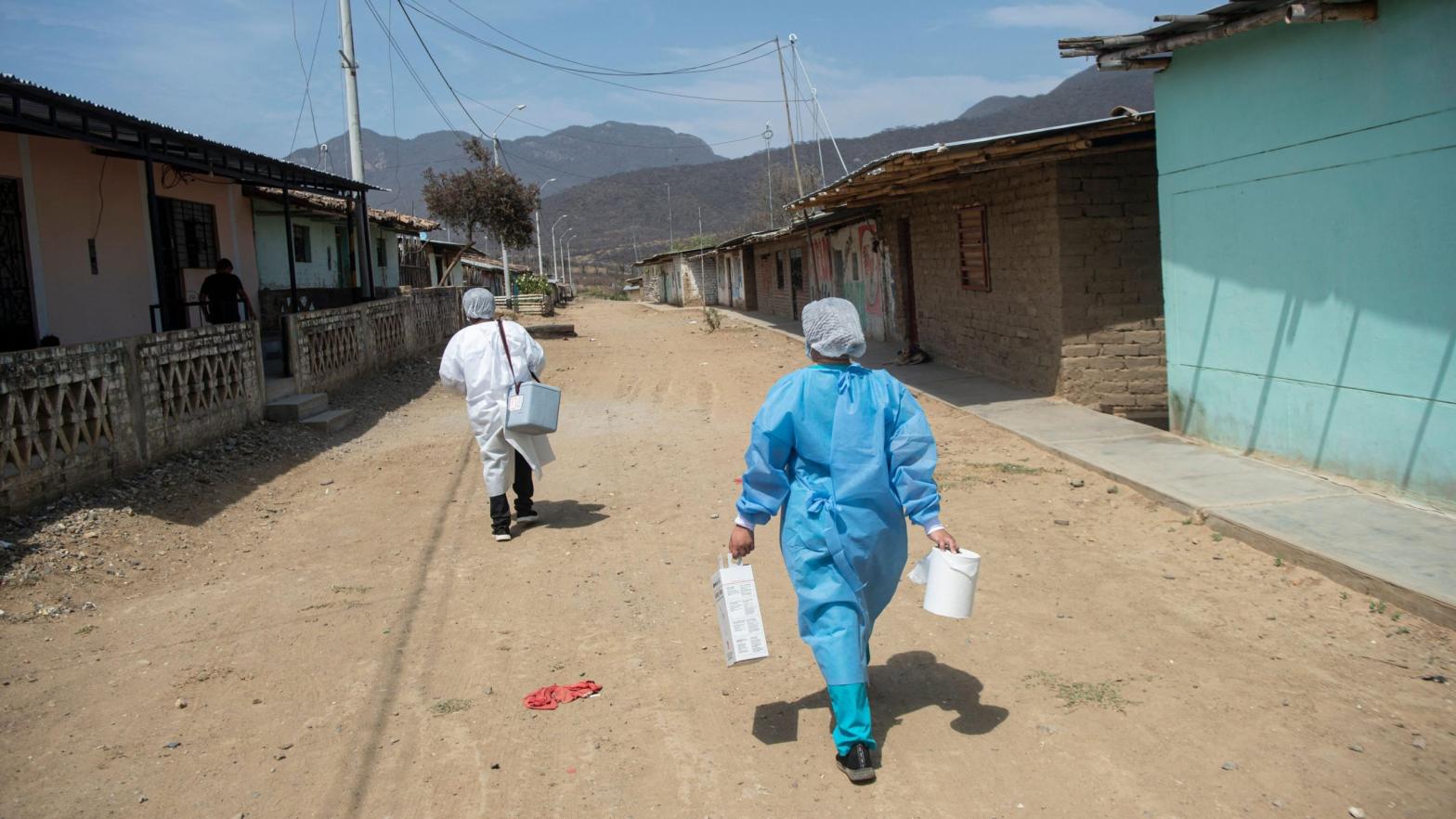Health workers travel the district of Buenos Aires, Morropon Province, in Piura, north of Peru, to vaccinate people with the AstraZeneca/Oxford vaccine on October 18, 2021. (Photo: Ernesto Benavides / AFP, Getty Images)