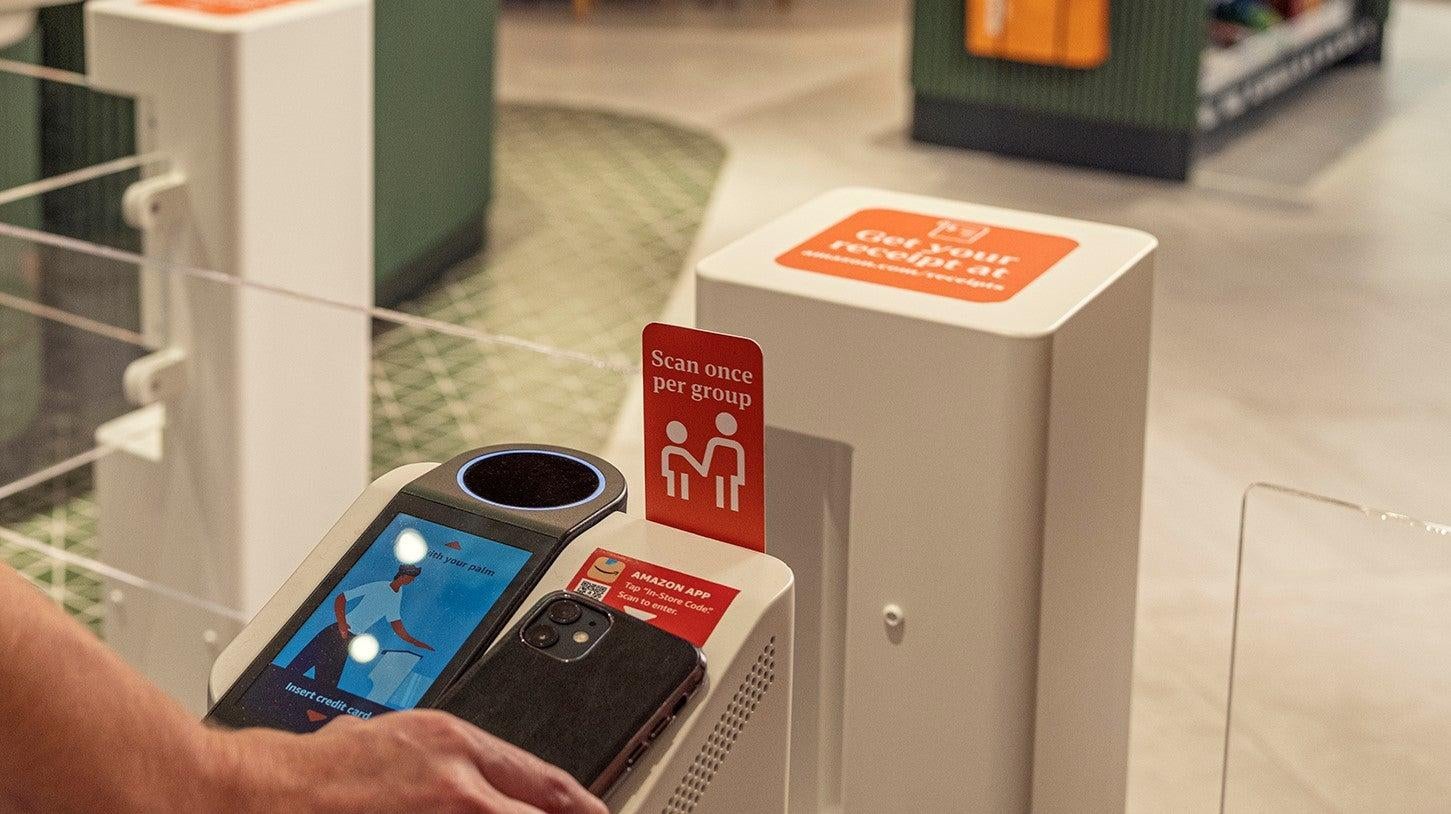 Here's where you scan your phone, credit card, or palm to get inside the store's lounge and Amazon Go market.  (Image: Starbucks)