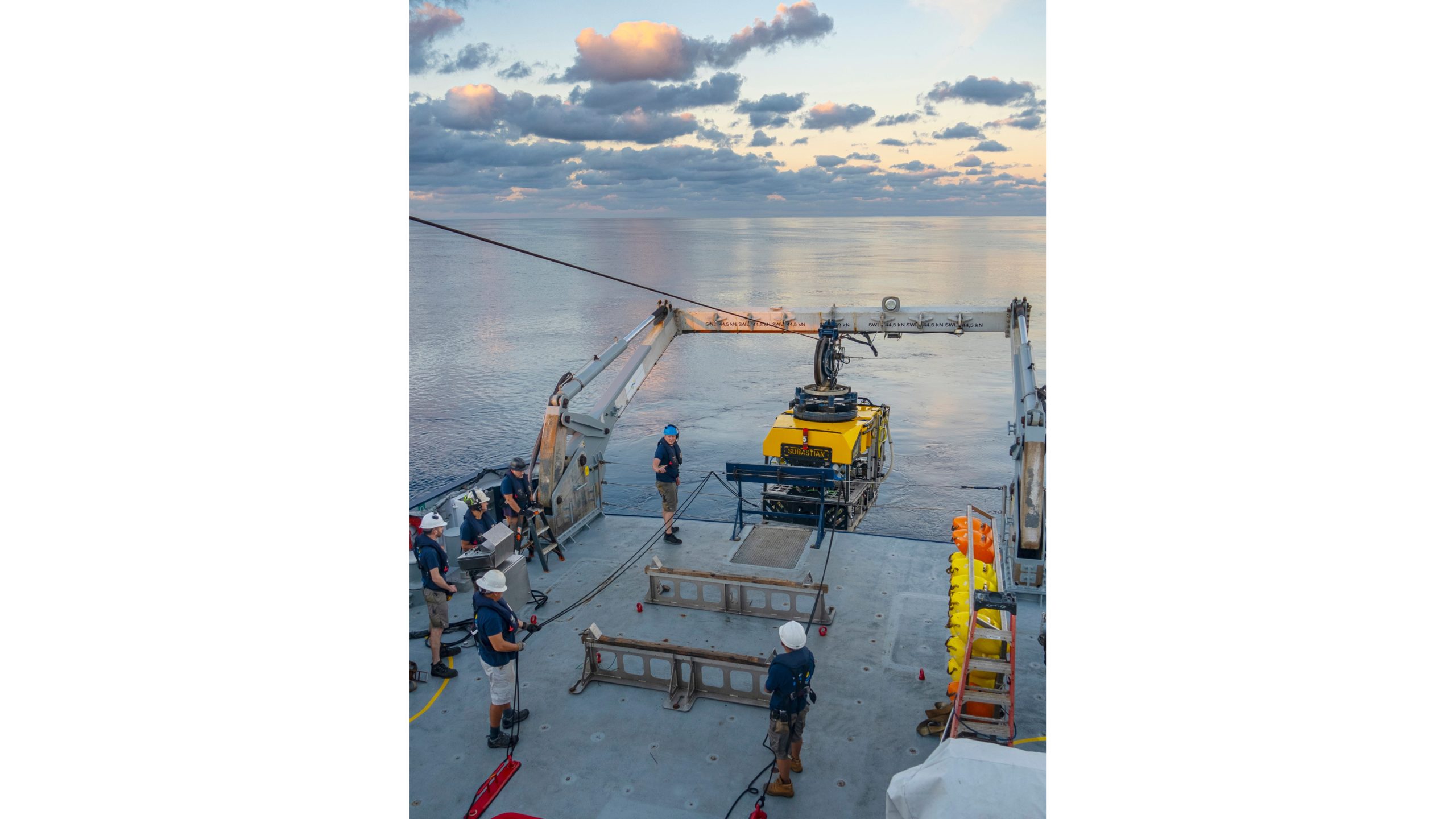 Launching the robot into the Gulf of California. (Photo: Mónika Naranjo-Shepherd / Schmidt Ocean Institute)