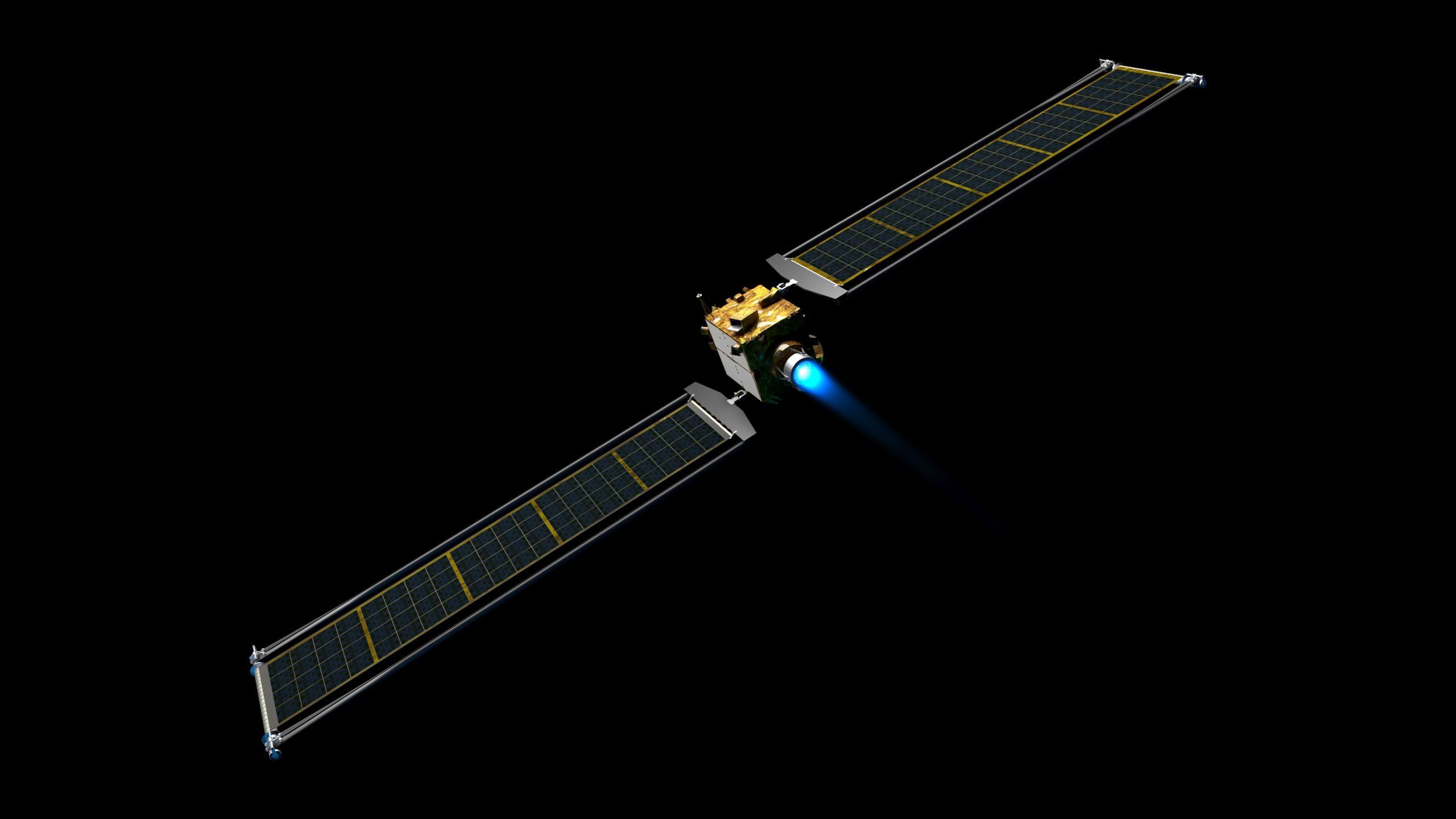 Artistic depiction of the DART spacecraft with its solar panels extended. (Image: NASA)