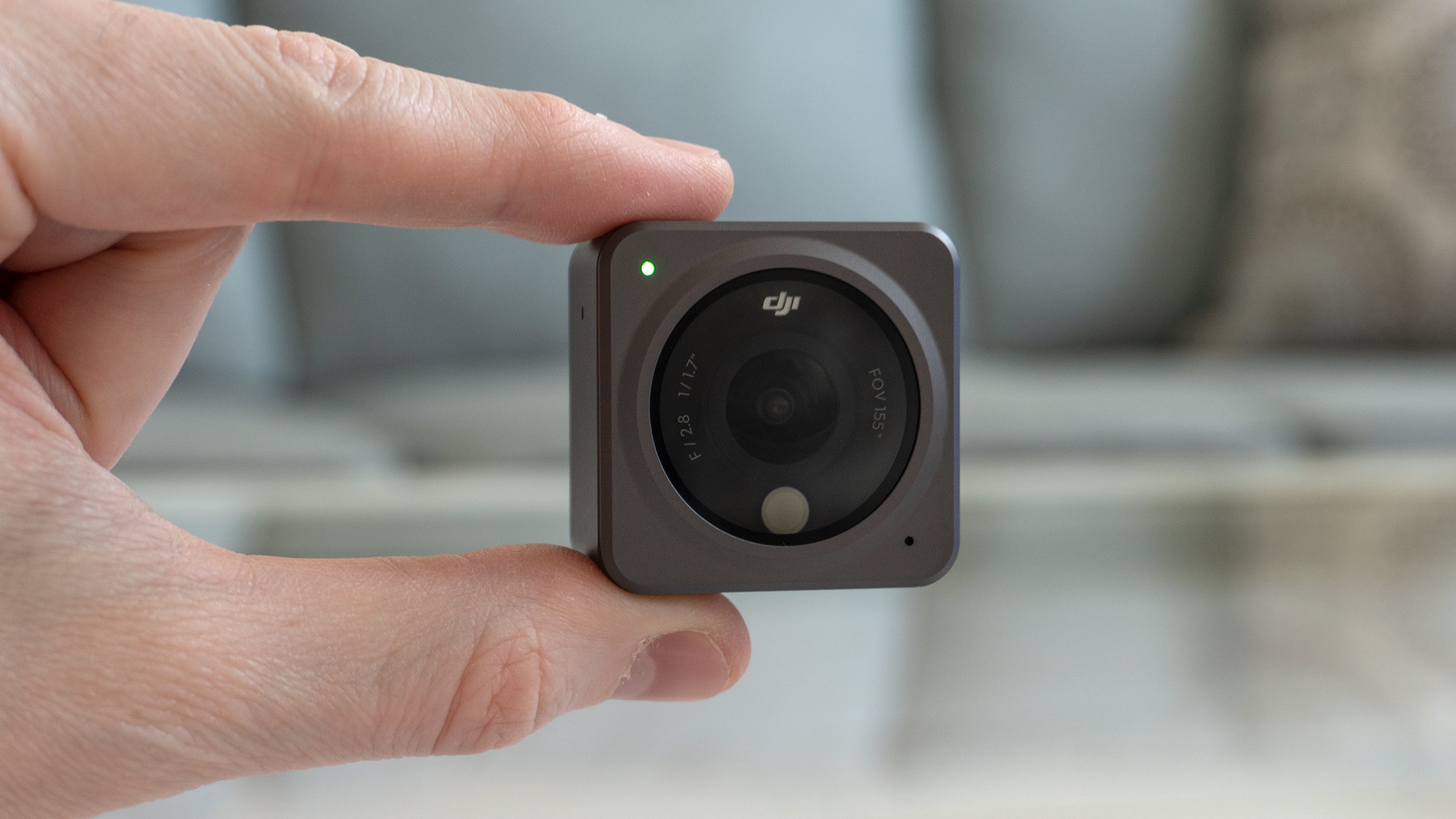 At just 1.5 inches on each side, the DJI Action 2 camera module is impressively compact. (Photo: Andrew Liszewski - Gizmodo)
