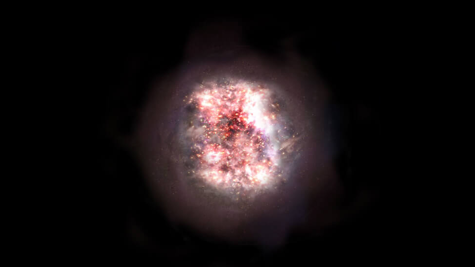 Artist's impression of an ancient galaxy.  (Image: University of Copenhagen/NASA)