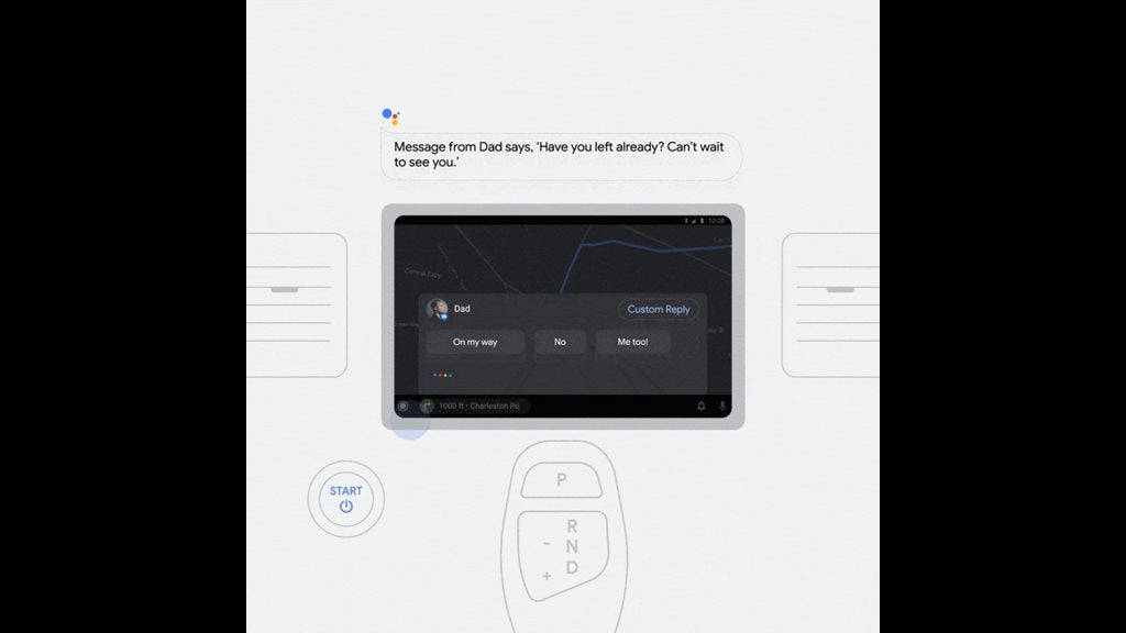 Need to send a quick reply? Google is bringing its Smart Reply feature to Android Auto. (Image: Google)