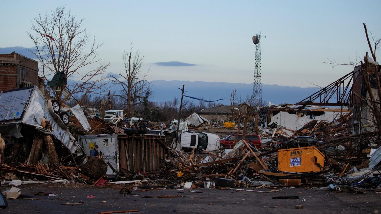 Heavy damage is seen downtown after a tornado swept through the area on December 11, 2021 in Mayfield, Kentucky. (Photo: Brett Carlsen, Getty Images)