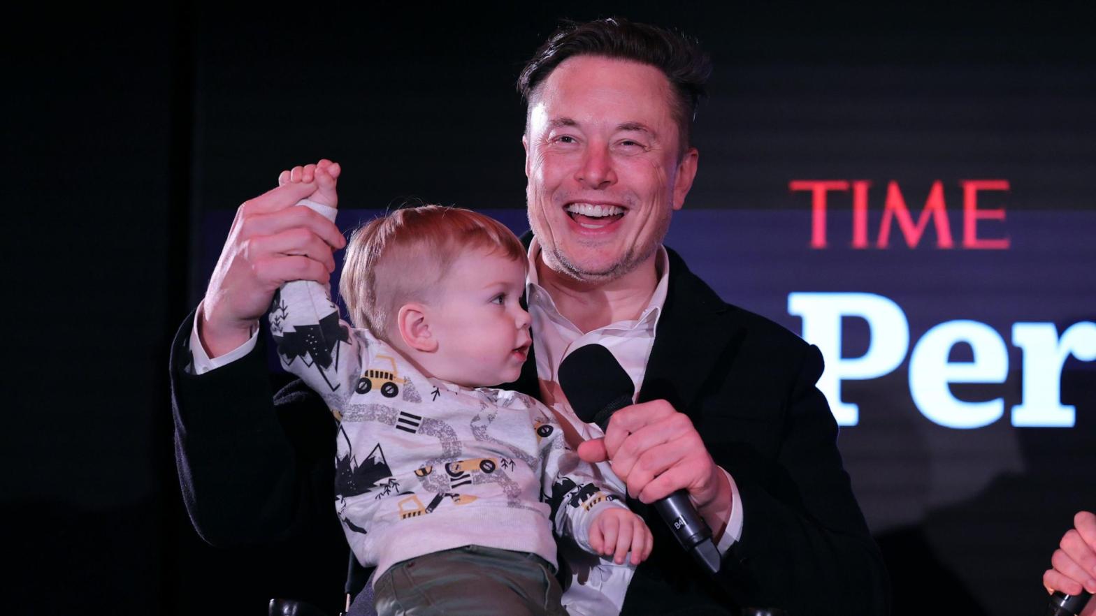 Elon Musk and son X Æ A-12 on stage TIME Person of the Year on December 13, 2021 in New York City. (Photo: Theo Wargo, Getty Images)