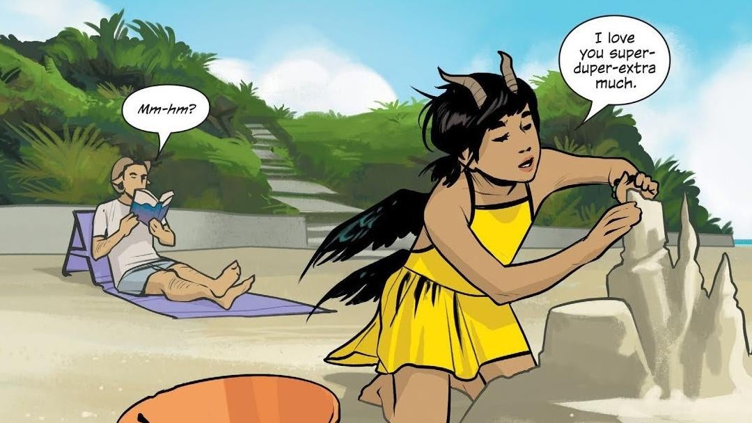 Marko and Hazel hanging out at the beach. (Image: Fiona Staples/Image Comics)