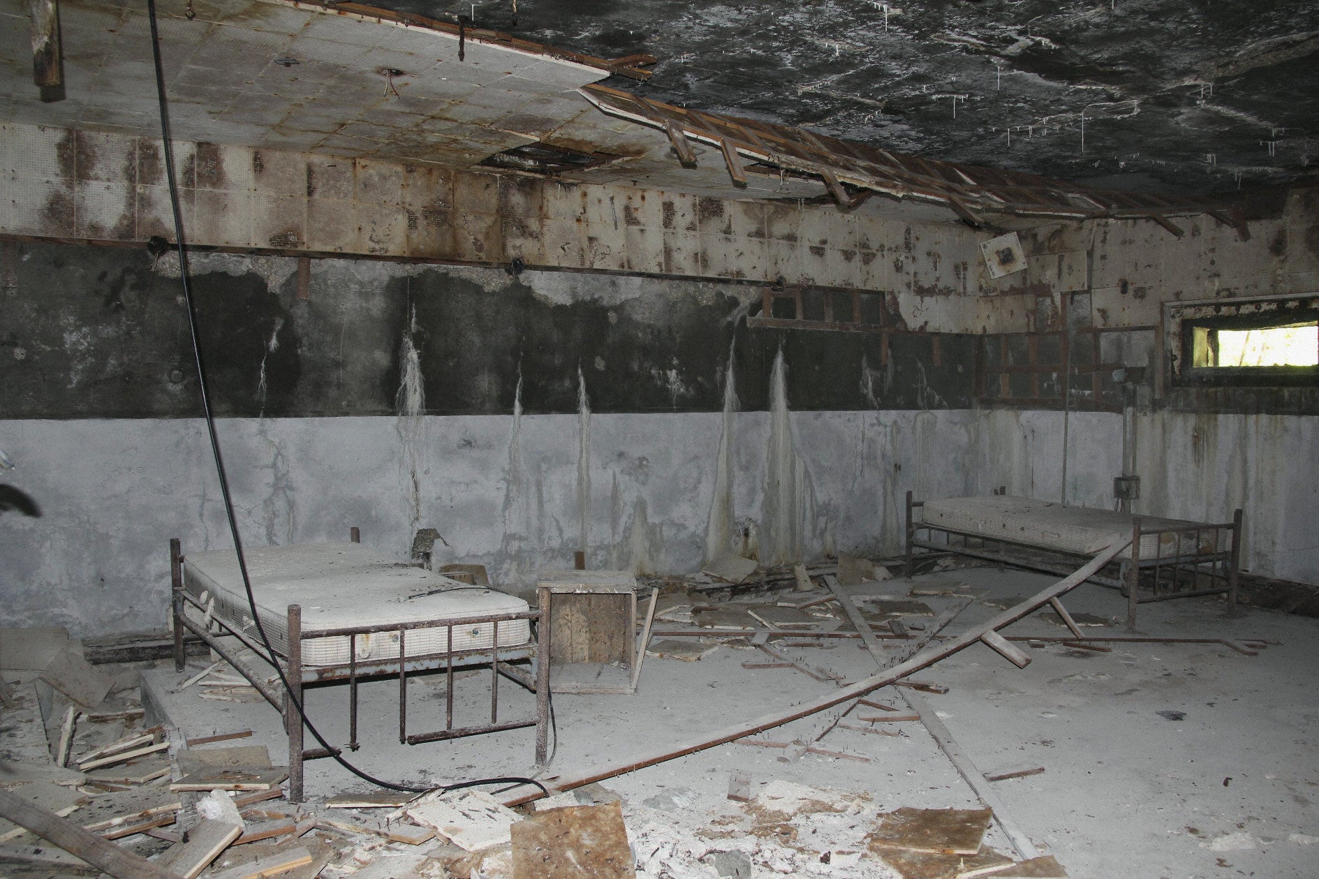 A ravaged room of an abandoned nuclear test observation post on Bikini Island. (Photo: Kyodo, AP)
