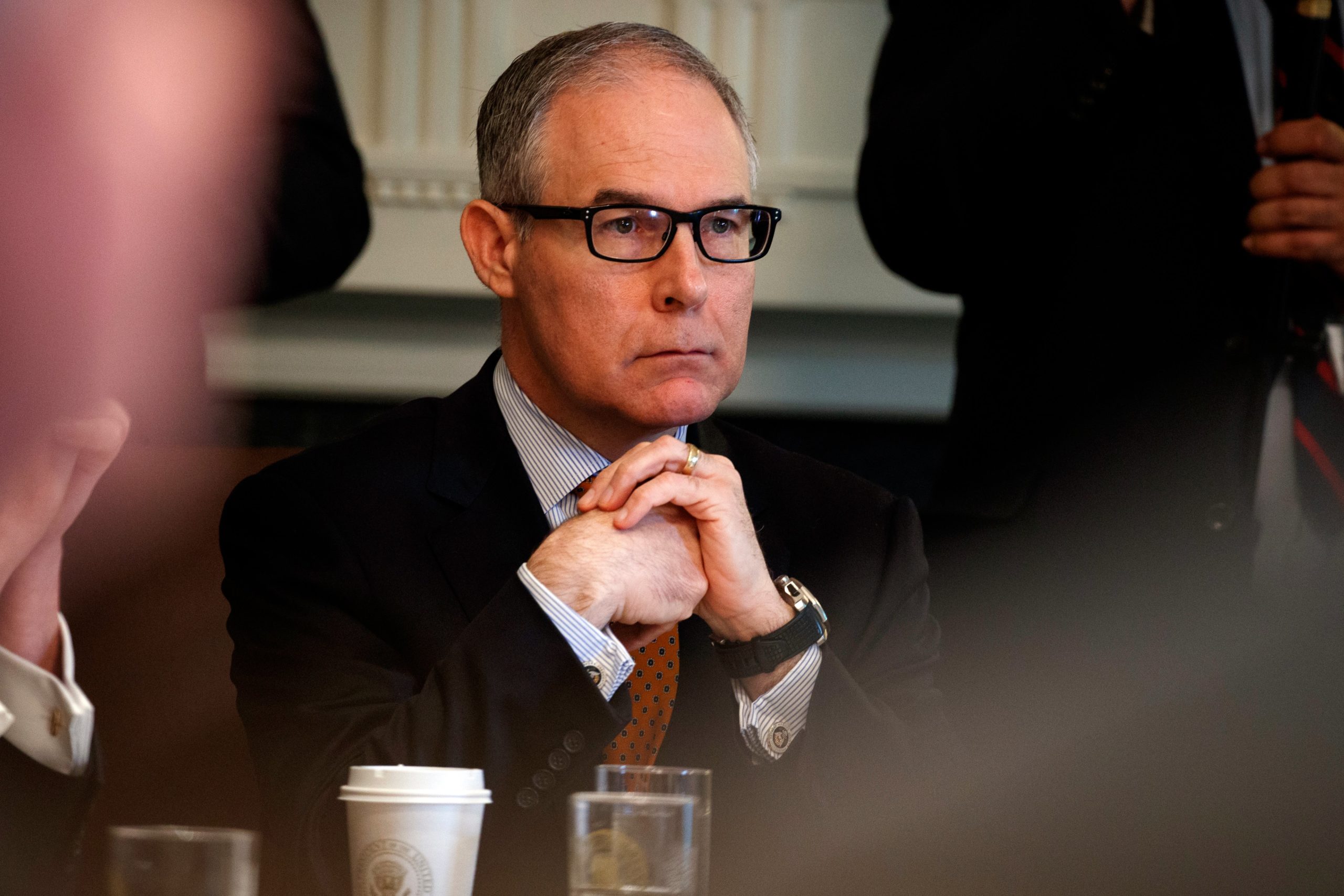 Environmental Protection Agency administrator Scott Pruitt listens as President Donald Trump speaks during a cabinet meeting at the White House in June of 2018. (Photo: Evan Vucci, AP)