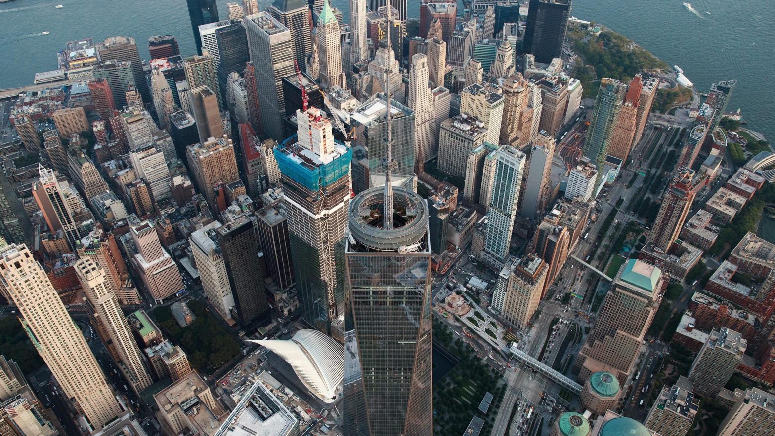 An aerial view One World Trade Centre in Lower Manhattan. (Photo: Drew Angerer, Getty Images)