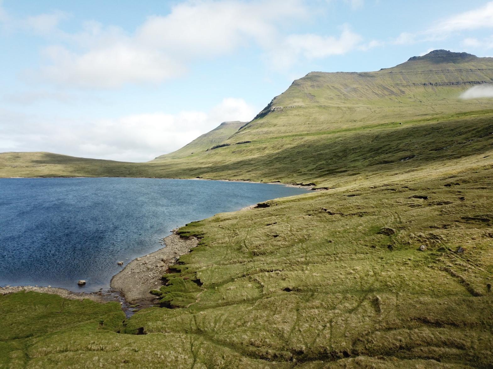 The lake on Eysturoy in which centuries-old sheep DNA was found. (Photo: Jostein Bakke/University of Bergen)