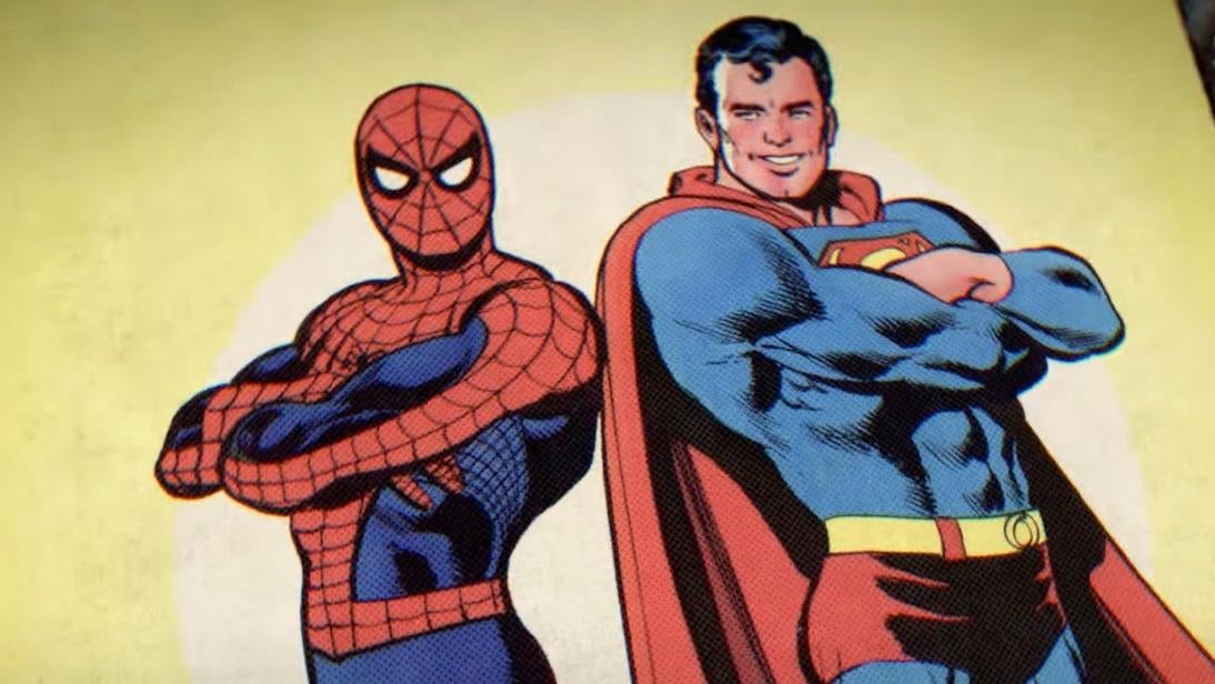 Spider-Man and Superman, together? Mass hysteria! (Screenshot: YouTube/Roku)