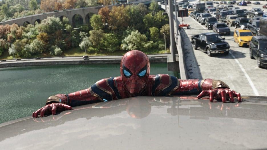 Spider-Man, hanging on for deal life to existence.  (Image: Sony Pictures)