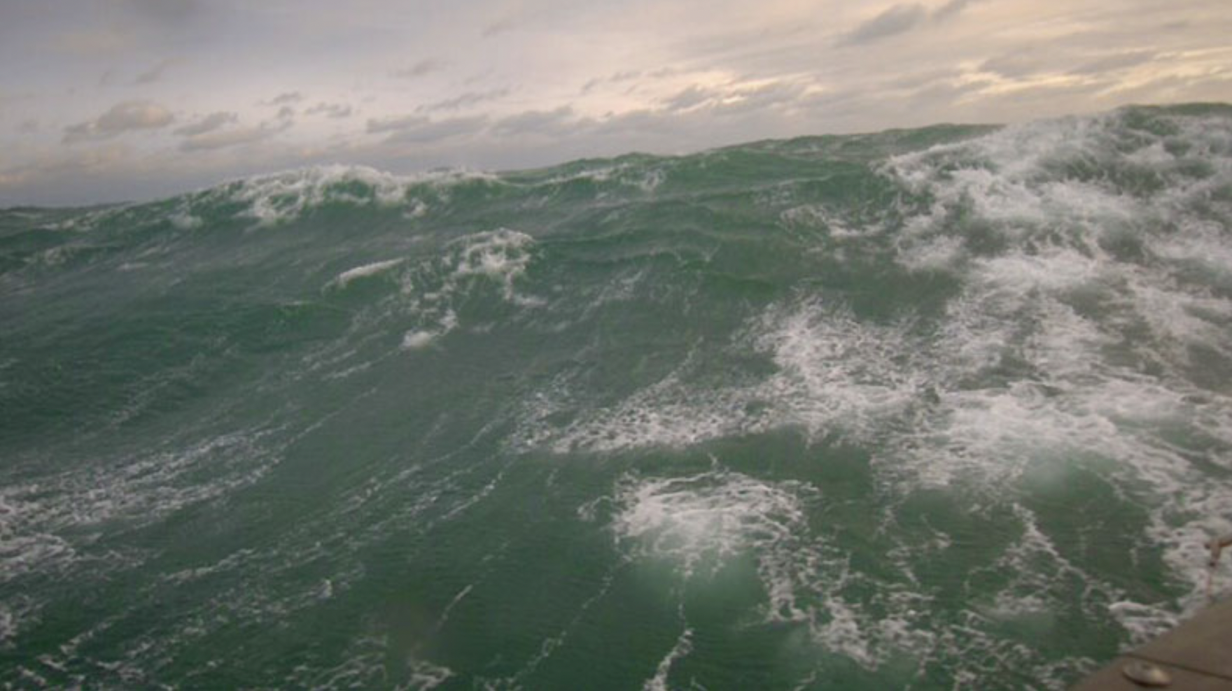 SD 1040 captured this photo of a wall of water in strong winds and waves on the edge of Tropical Storm Wanda (after the storm had weakened to a post-tropical low) on November 7, 2021, off the coast of Delaware as it made its way to Newport, Rhode Island, for retrieval. (Photo: Saildrone)
