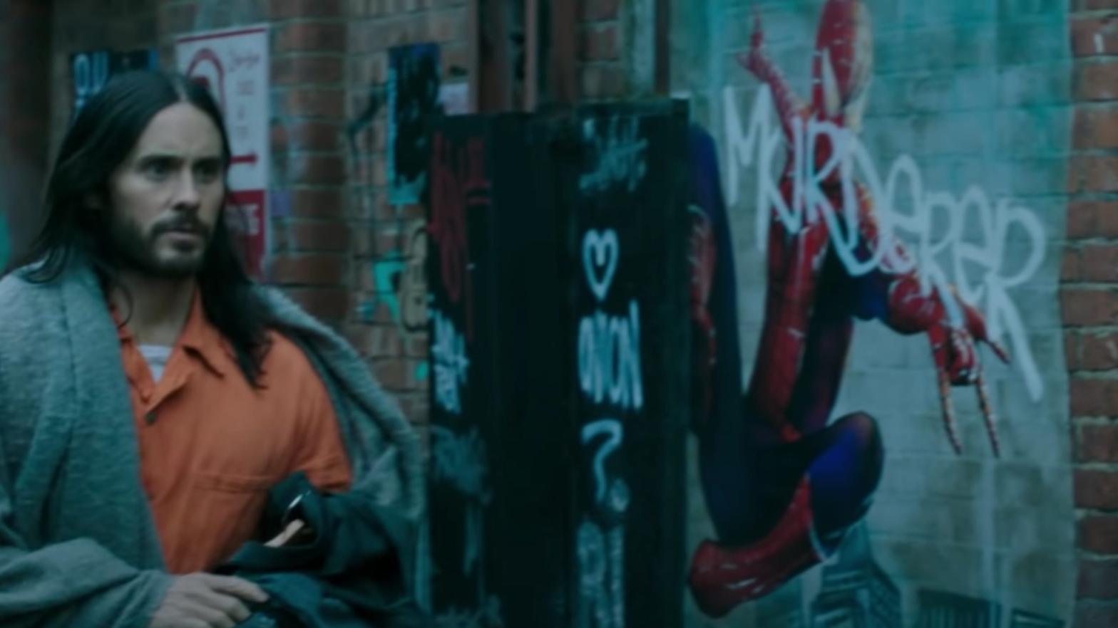 There is definitely a Spider-Man in whichever universe Morbius is set in. (Screenshot: Sony Pictures)