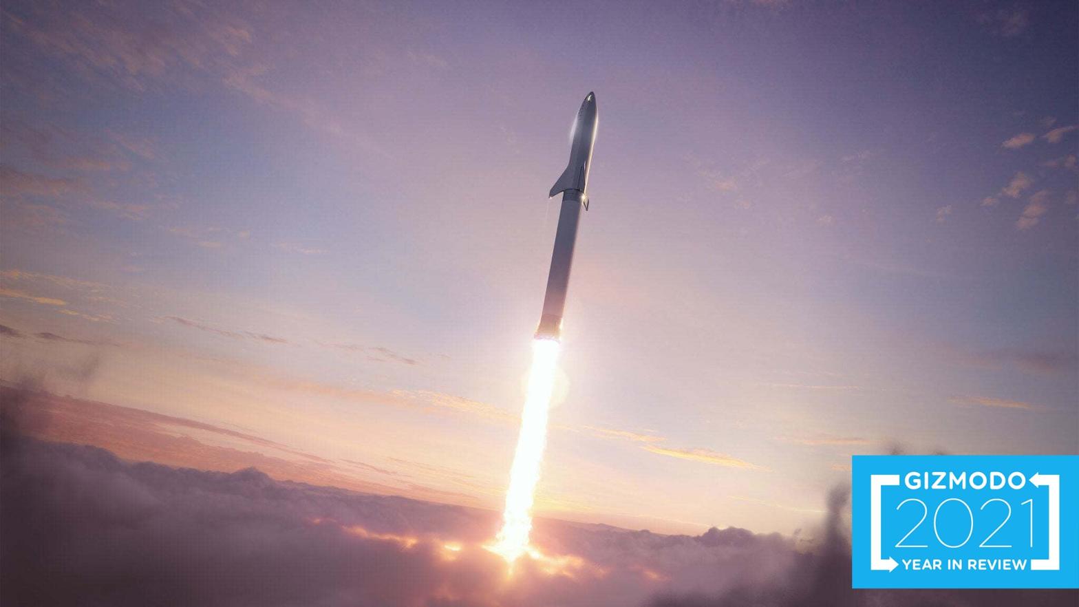 Conceptual image of a Starship launch involving both stages of the reusable system. (Image: SpaceX)
