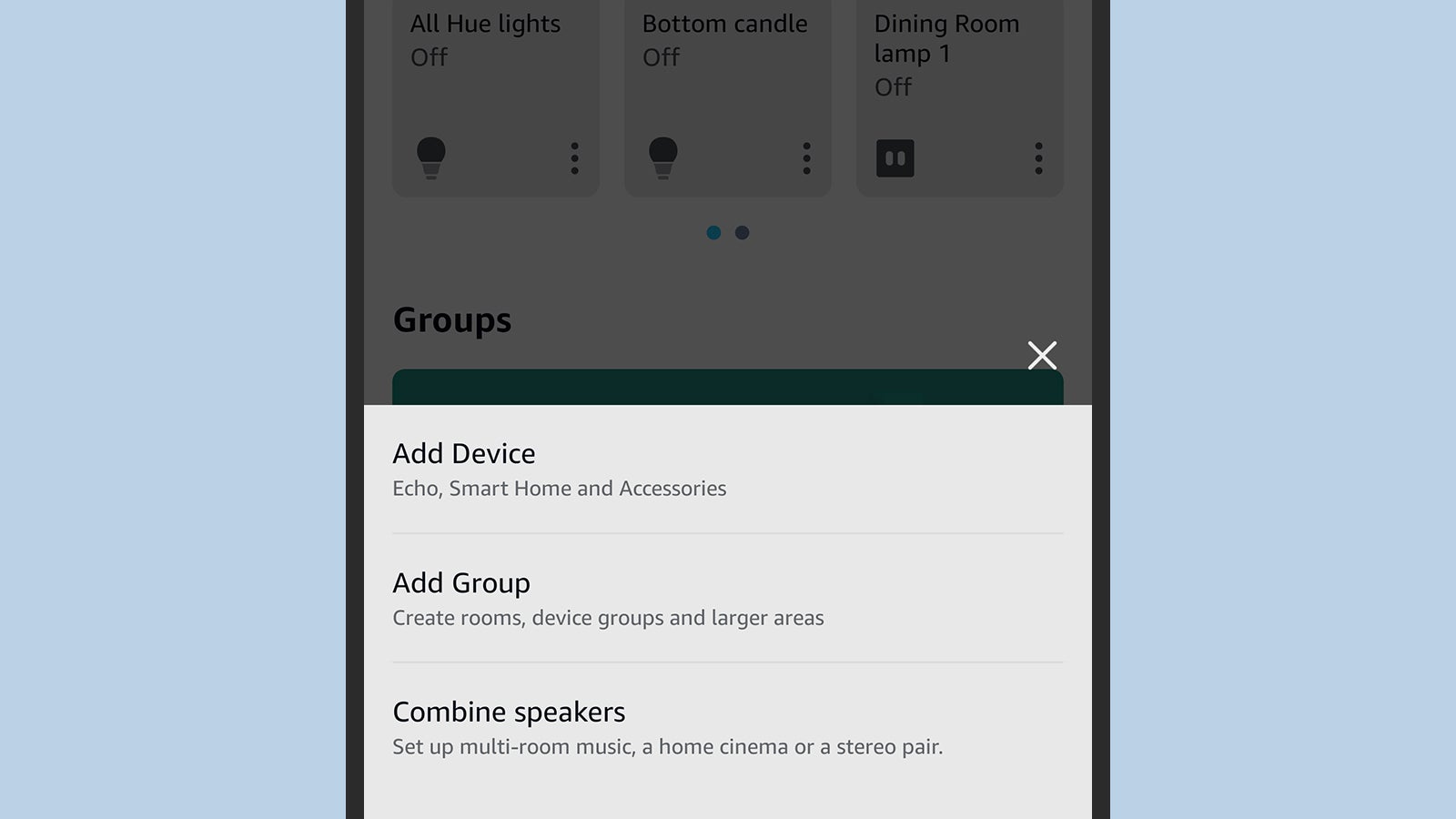 Echo setup is managed through the Alexa app. (Screenshot: Alexa)