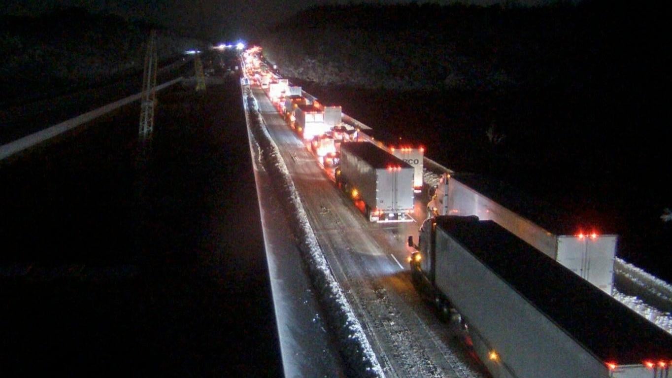 A closed section of Interstate 95 near Fredericksburg, Va. (Photo: Virginia Department of Transportation, AP)
