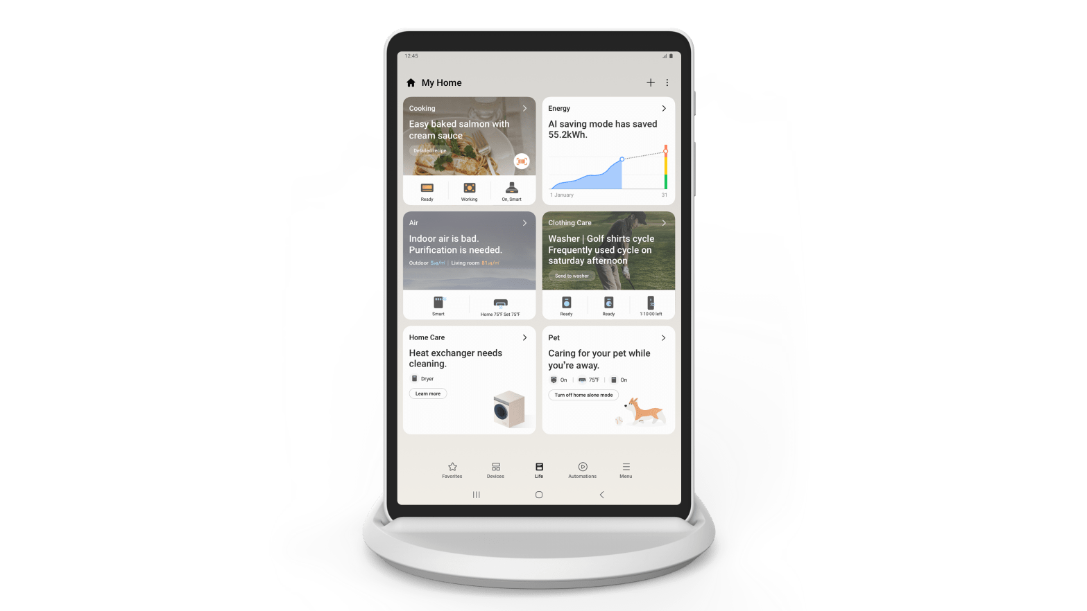 The Samsung Home Hub looks like your run-of-the-mill tablet, but it serves as the central controller to your SmartThings smart home. (Image: Samsung)