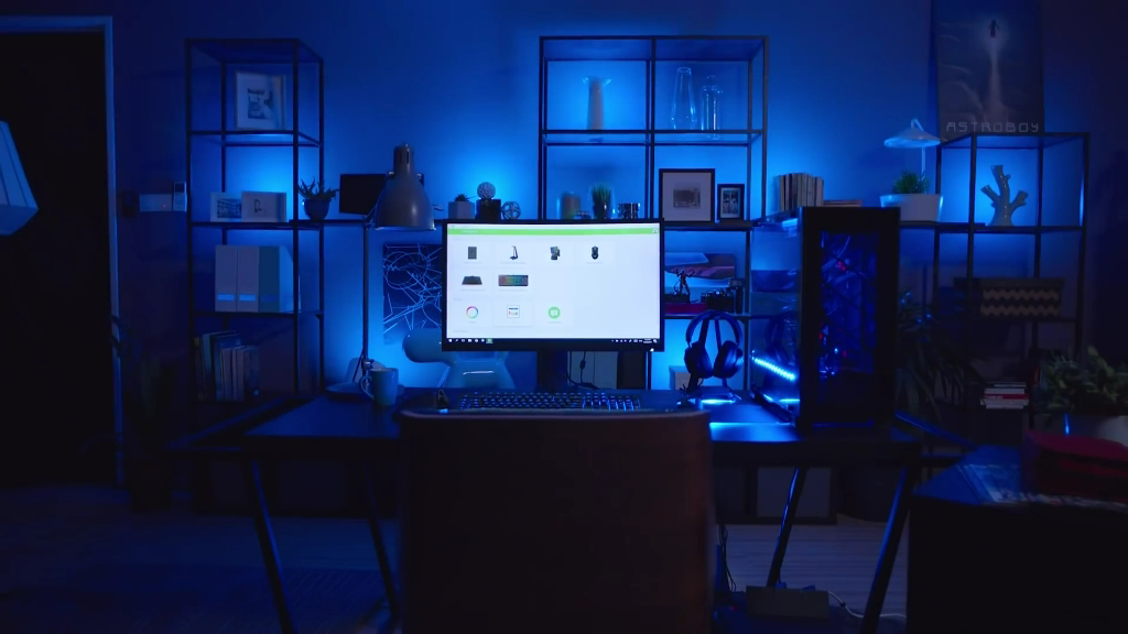 A still from one of Razer's past promotional videos for Philips Hue integration. This is not related to Razer's smart home app announcement, but it sure looks like the vision ahead!  (Screenshot: Razer / YouTube)