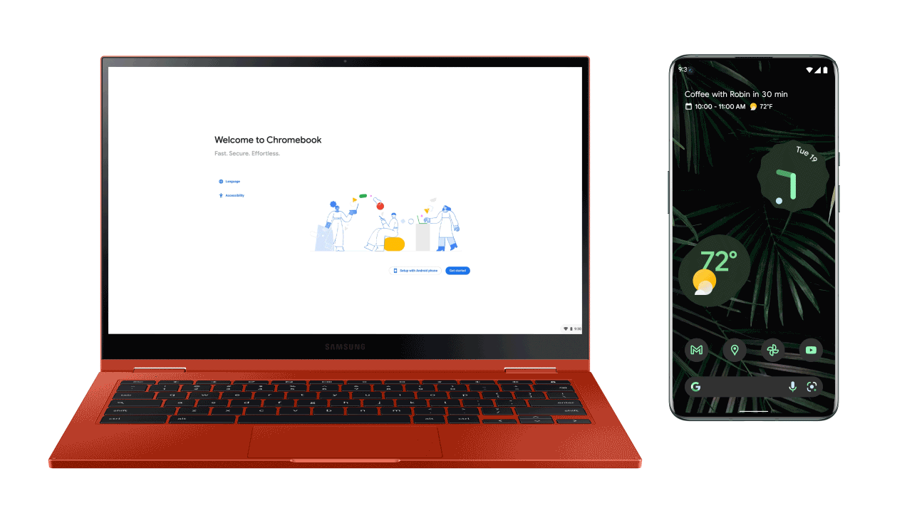 Later this year, you'll be able to set up a new Chromebook with your Android phone. (Gif: Google)