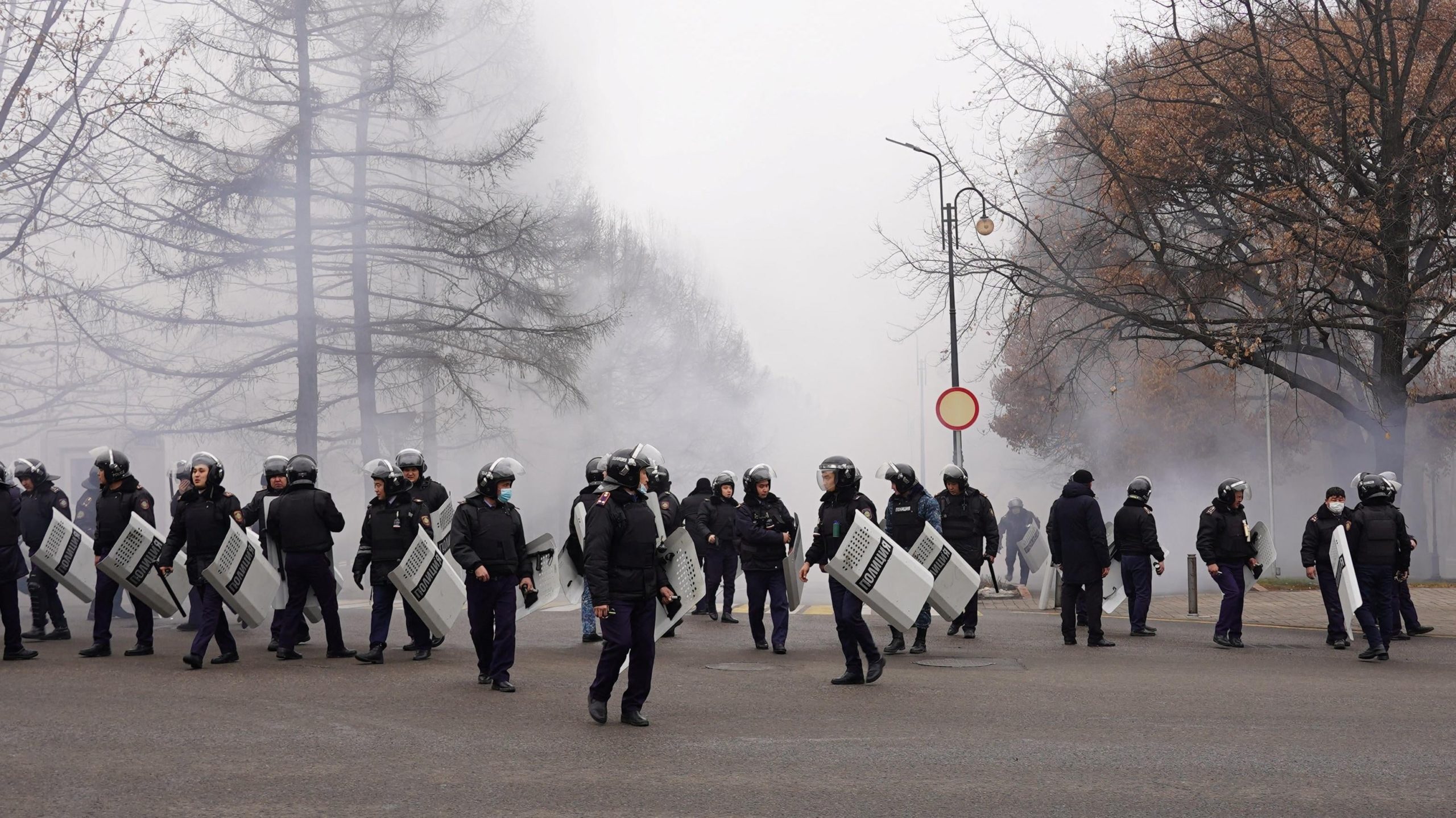  Riot police in Almaty, Kazakhstan on January 5, 2022. (Photo: ABDUAZIZ MADYAROV/AFP, Getty Images)