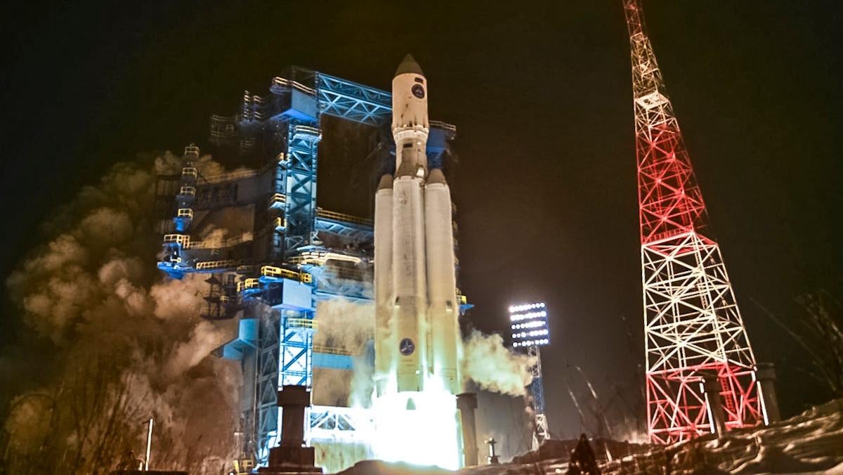 Launch of an Angara A5 rocket from the Plesetsk Cosmodrome. (Photo: Ministry of Defence of the Russian Federation)
