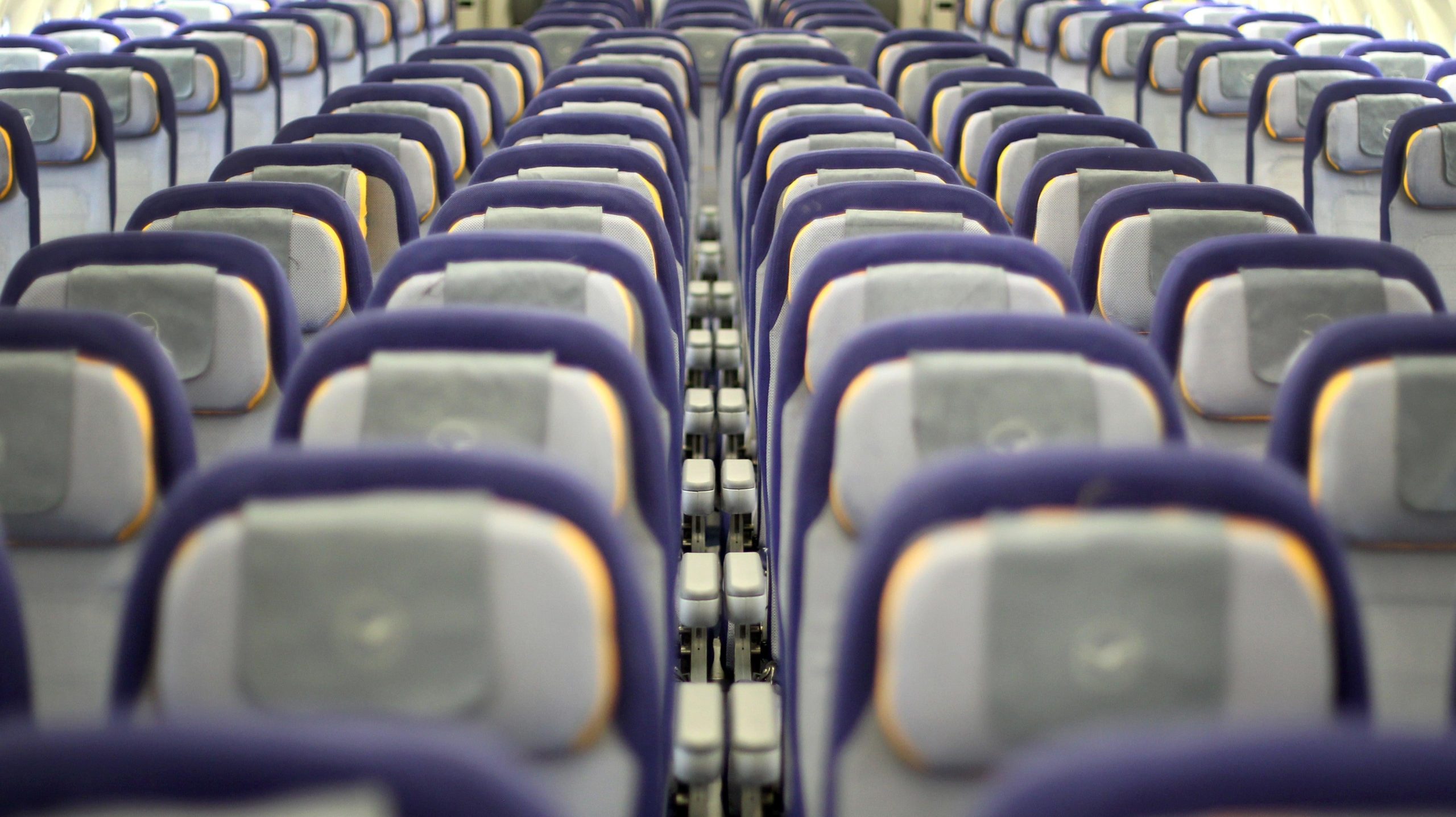 Empty seats of a Lufthansa Airbus A340. (Photo: Daniel Roland/AFP, Getty Images)