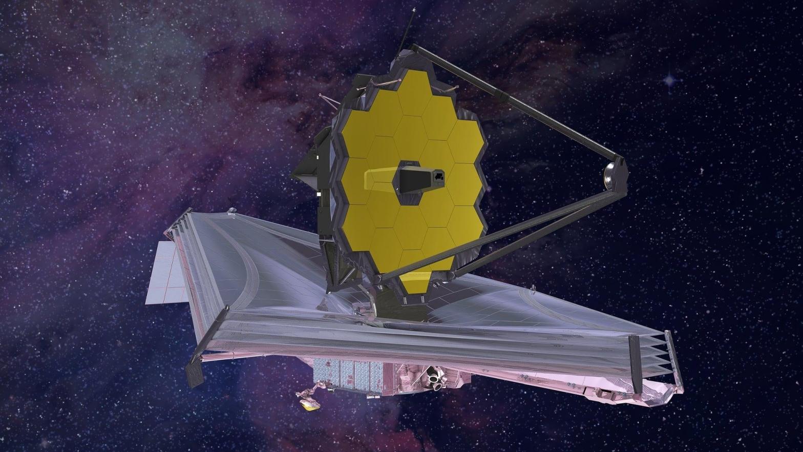 Artist's conception of the fully deployed James Webb Space Telescope.  (Image: NASA)