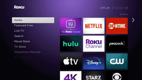 The Live TV Zone is accessible through the left-side of the main Roku interface.  (Gif: Roku)
