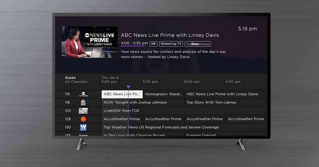 Roku's new Live TV Zone lets you scroll through everything that's currently live and streaming.  (Image: Roku)