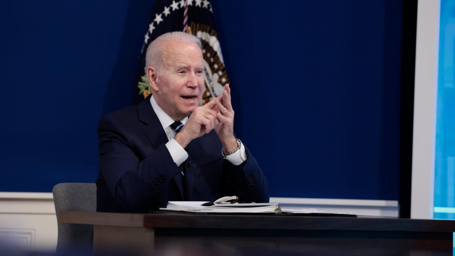 Joe Biden addresses the country on the coronavirus situation on Jan. 13, 2022. (Photo: Anna Moneymaker, Getty Images)