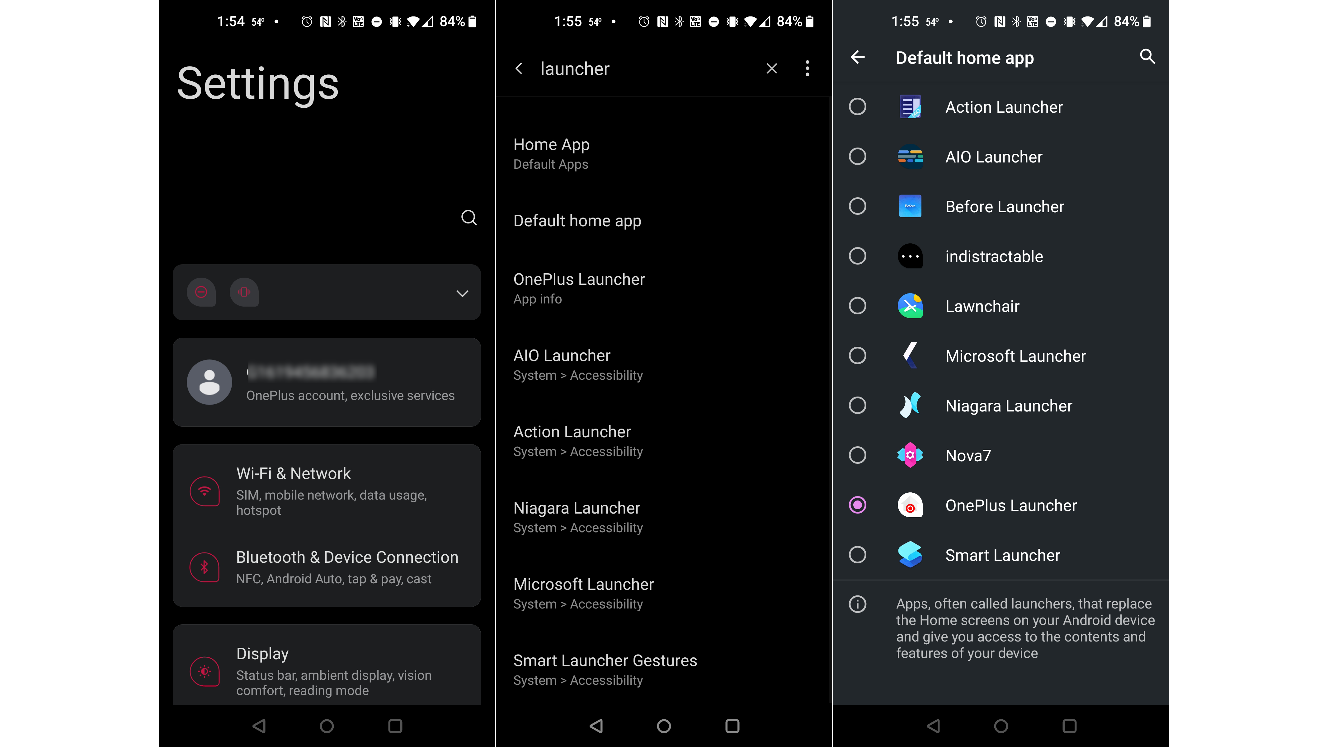 You can swap out your launcher manually through the settings panel.  (Screenshot: Florence Ion / Gizmodo)