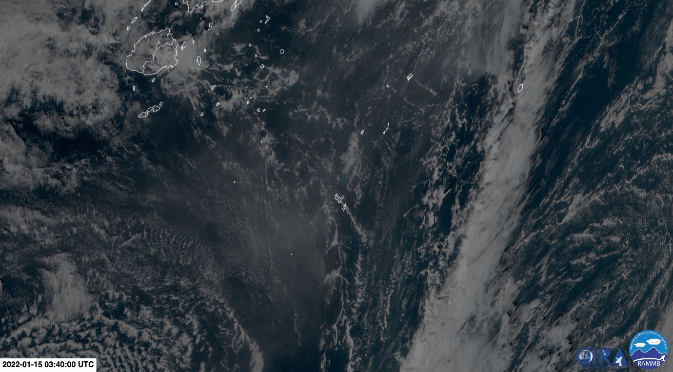 Saturday's eruption seen by Japana's Himawari-8 satellite. (Gif: NOAA/CIRA)