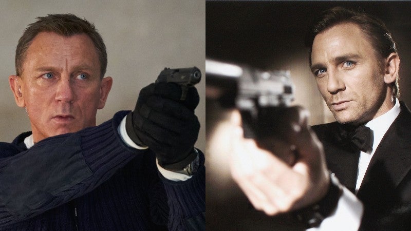 Daniel Craig in his last (left) and first (right) James Bond movies. (Image: MGM)