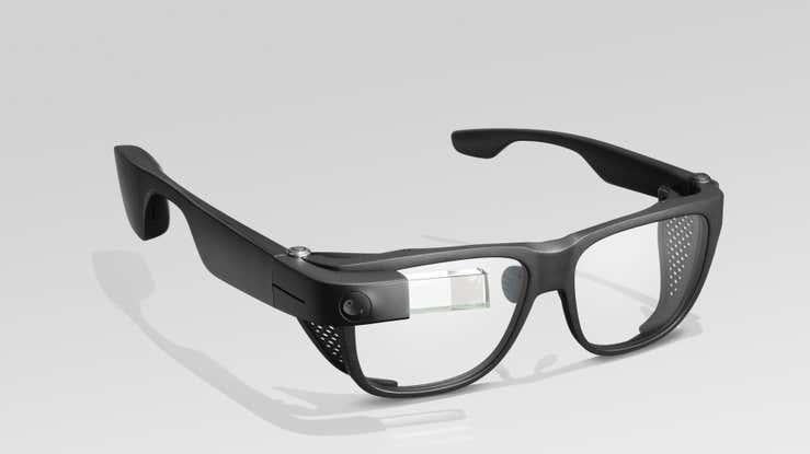 Don't get too excited. These are Google Glass for the enterprise, and the headset rumoured here will supposedly fit like a pair of ski goggles.  (Image: Google)